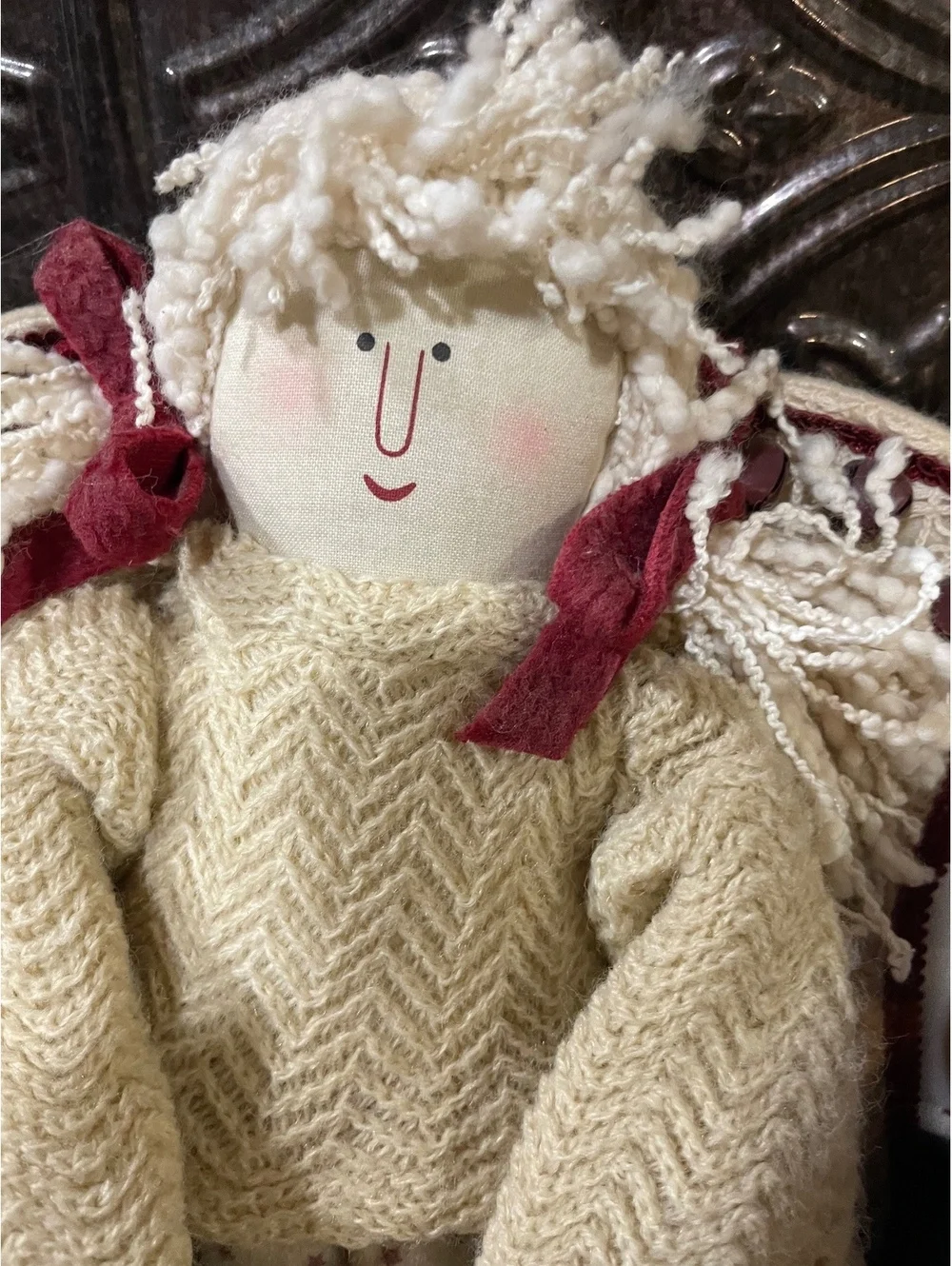 Lot of 2 Vintage Country Rag Dolls Primitive Cloth Dolls Folk Art Decor